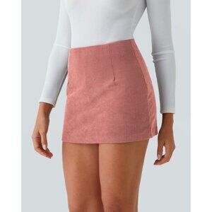 Halara High Waisted Corduroy Casual Skirt Sz Large Pink Invisible Zipper 2-in-1